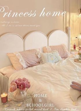 法复式床古代床白色床头奶油风公主双人床1木VLX.51.8现古风美式