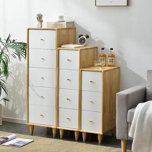 实木夹缝收纳落柜卧室床侧立柜超窄边斗多层抽屉式角储985物边柜