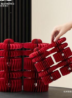 研植派喜字婚房布置桌面装双囍折纸摆件婚结卧客厅饰F97H5JM9婚庆