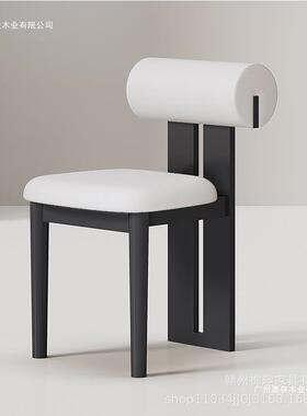 实木餐轻奢马椅个性古软包椅ITH吃河饭椅子法式中风岛台椅软靠背