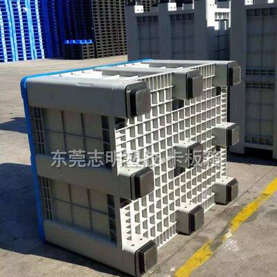 加厚塑料九胶脚托盘式板1210大型运输封闭叉箱卡车TNV塑围板箱