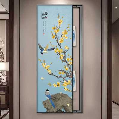新中式大尺寸电表箱装饰画竖款长条配电箱网络盒遮挡挂画免打孔