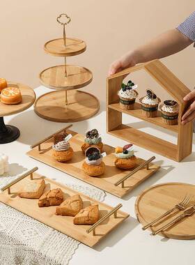 具蛋糕木质下午茶点心架OBR餐冷餐摆甜品摆件森系茶台托盘展台示