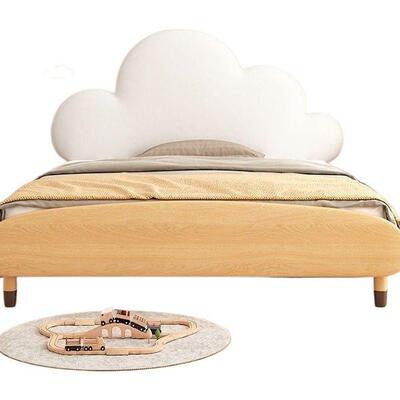 奶油床儿童云实木朵儿童床男公主1.2女孩卧室简约现代985孩单人绢