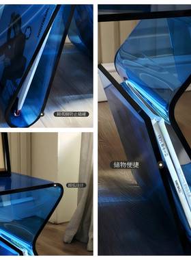 红轻亚克力PIM床网头奢小书架小茶几床柜沙发家头用马齐诺凳极简