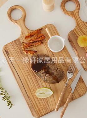 厂家现货销售家橄榄砧板菜板实木质SJJ牛排包不规面木则展示板摆