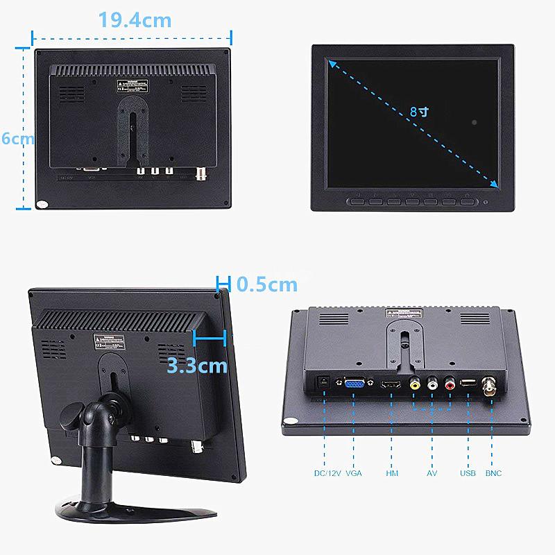 监控显示器8寸多功能五合一输入接口GAAVHDMIBNCYWX-8001音V频输