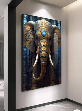 吉象如意入户玄关TM-62064装饰画灯画象led客厅落地挂走大廊过道