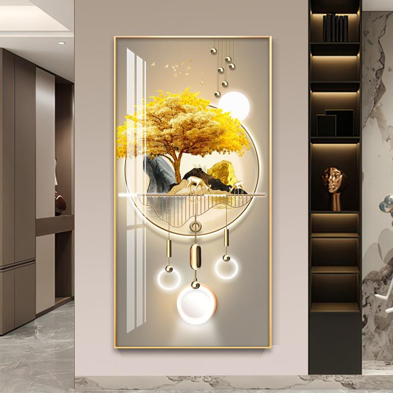 定做对正门入玄关装饰画年壁新款挂轻奢简约现画户代瓷晶画走廊画