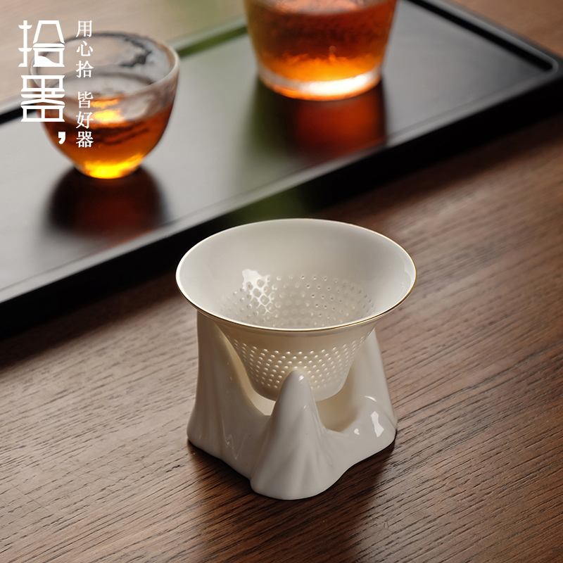陶瓷茶漏隔茶g叶泡茶过滤网器 功夫茶具配件漏斗茶虑 德化白瓷茶