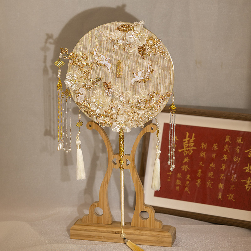 香槟色新娘团扇DInY材料包中式婚礼结婚团扇礼盒高级出嫁双面喜扇,家居饰品,工艺扇/团扇/喜扇/折扇,淘宝优惠券,粉丝福利购,淘宝优惠卷