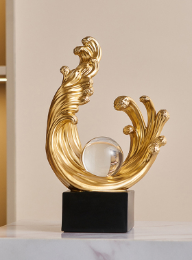 风生水起摆件办公室客厅玄关酒柜电视柜装饰品轻奢V风高档家居软