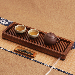 简约家用实木长方形排水茶台茶海 重竹托盘a储水茶具竹制茶盘日式