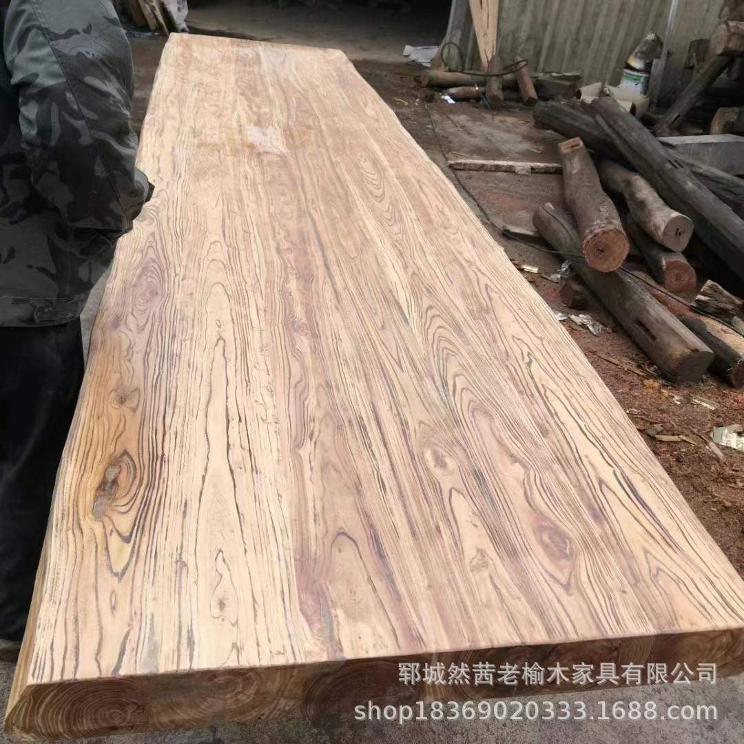 厂家供应老榆木吧台板实木整张餐桌茶桌面板做旧民宿酒店窗台板