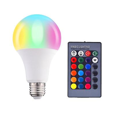变色遥控球泡灯带记忆 led七彩rgb球泡彩色灯泡 A60塑包铝恒流A19