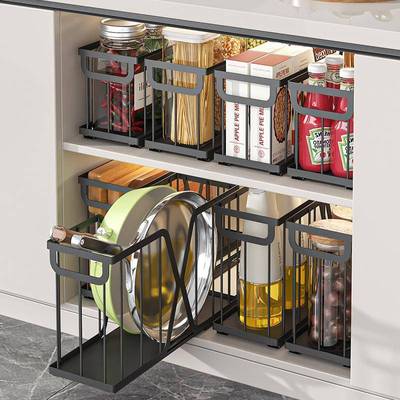 厨房调料拉篮超窄极窄夹缝橱柜内分层置物架抽拉式收纳抽屉免安装