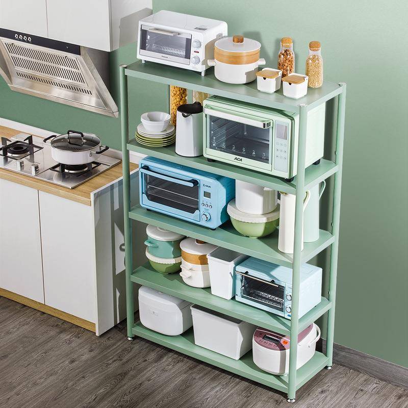 十一维度厨房收纳置物架落地多层储物架绿色不锈钢微波炉架子锅架
