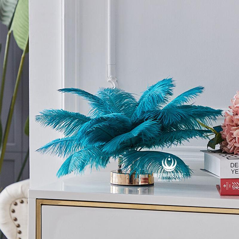 美式简约羽毛台灯卧室温馨氛围床头柜灯北欧ins少女网红装饰台灯