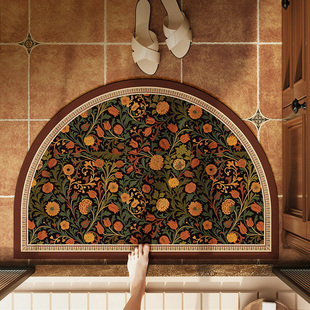 美式复古半圆形浴室地垫硅藻泥吸水垫卫生间防滑脚垫厕所门口地毯