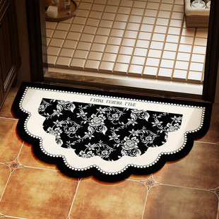 美式墨绿色半圆形浴室门口地垫卫生间防滑脚垫硅藻泥吸水软垫地毯