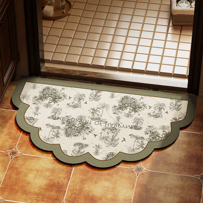 美式硅藻泥浴室地垫吸水防滑卫生间门口脚垫洗手间厕所半圆形地毯