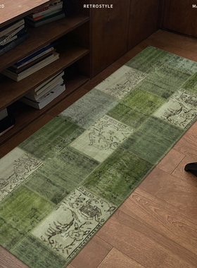 中古风卧室床边毯轻奢法式复古民族风客厅沙发垫绿色飘窗防滑地毯