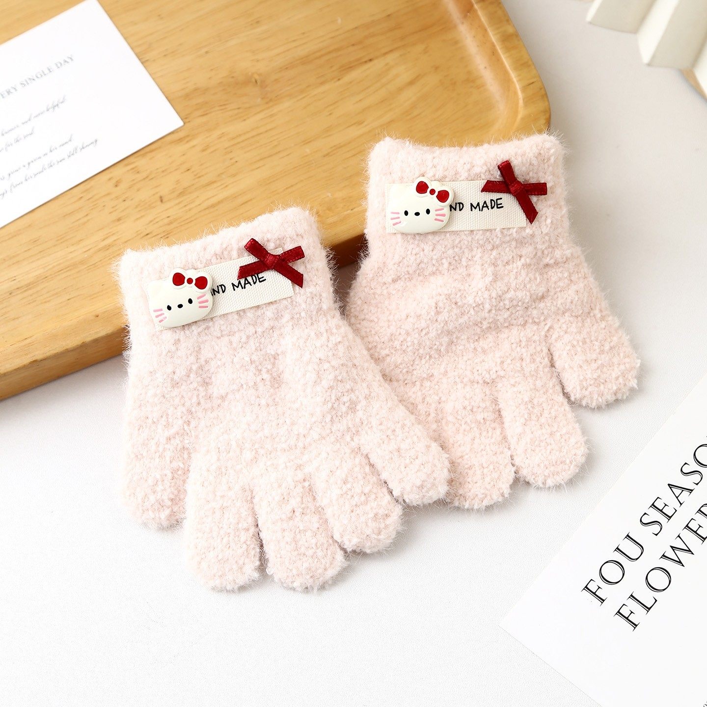 Kitty全包手套冬凯蒂猫保暖保暖手套防寒颗粒绒可爱针织五指女孩,童装/婴儿装/亲子装,手套,淘宝优惠券,粉丝福利购,淘宝优惠卷