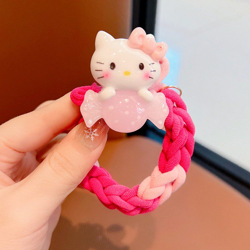 凯蒂猫头绳儿童发圈编织女哈喽kitty橡皮筋扎丸子头头饰糖果色系