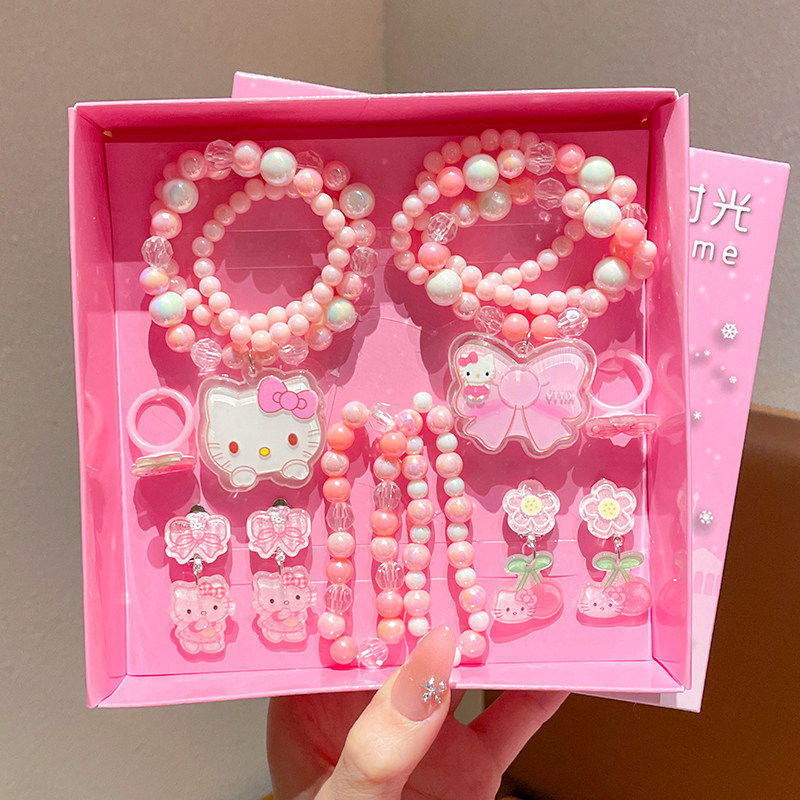 kitty猫儿童项链戒指套装饰品