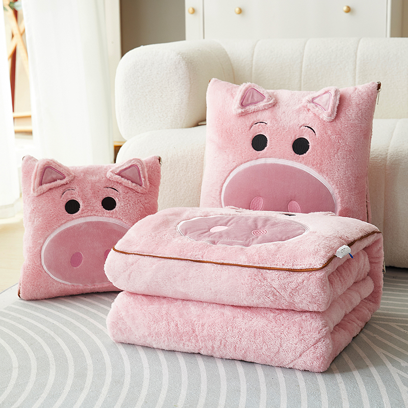 日本进口珊瑚绒抱枕被子两用四季