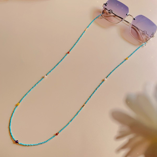 天然松石多宝国风眼镜链时尚小米珠珍珠项链叠戴新中式创意墨镜绳