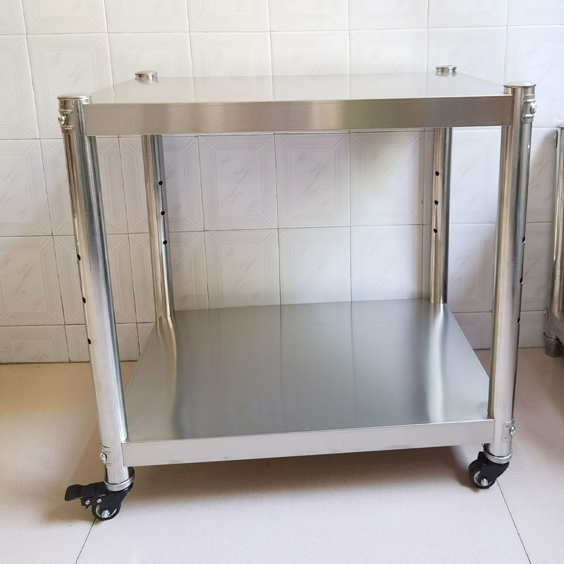 可移动不锈c钢置物架带轮子两层万向轮收纳架厨房储物架落地多层