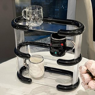 轻奢高颜值杯子i收纳置物架多层桌面茶杯架子家用托盘亚克力展示