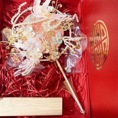 结婚新娘团扇diky材料包香槟喜扇秀禾服婚礼中式出嫁高级感遮面扇