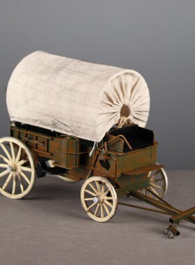 仿真复古马车模型手工中世纪怀旧老式布篷车老Q物件装饰品摆件道