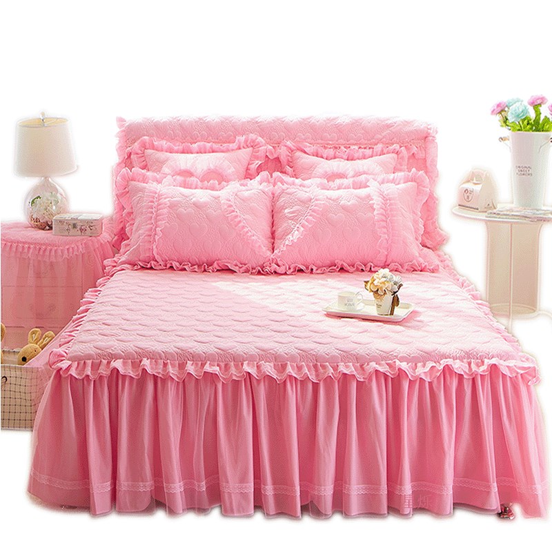 欧式夹棉加厚床裙床罩单件床单防滑保护套床笠床套三件S套1.8m2.0