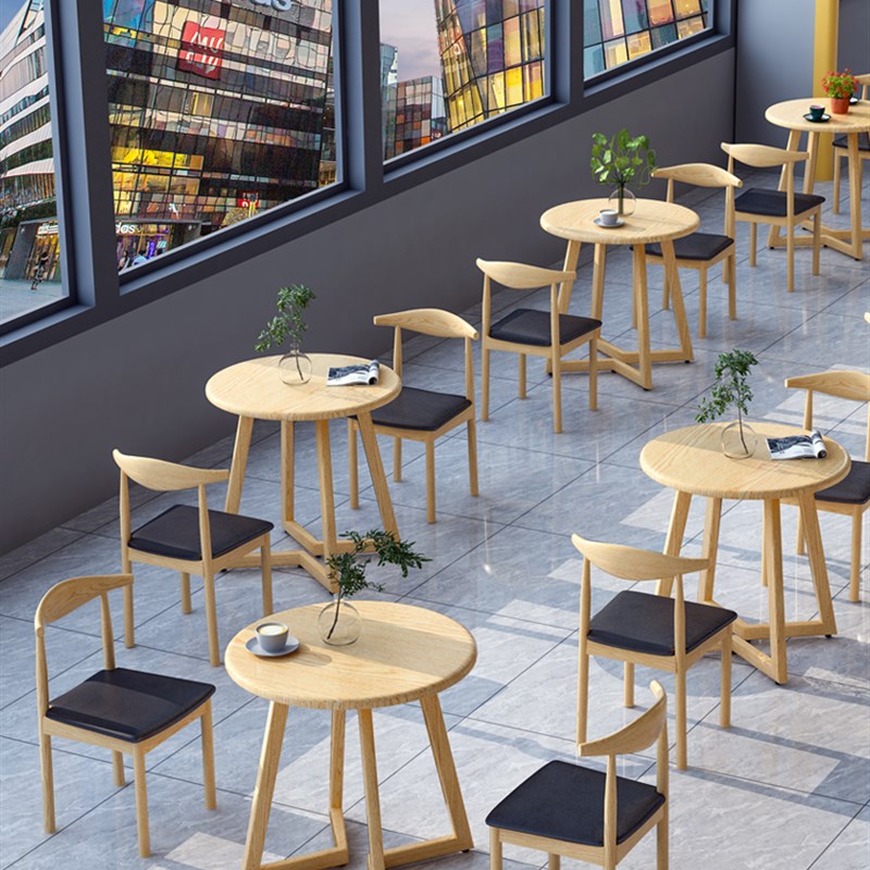 洽谈桌椅组合快餐店奶茶r店桌椅桌子餐饮商用接待洽谈桌家用小圆