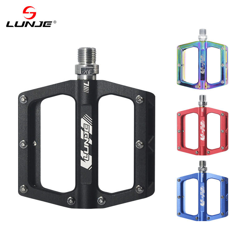 LUNJE山地自行车脚踏 铝合金DU培林轴承防滑超轻脚踏板公路车脚蹬