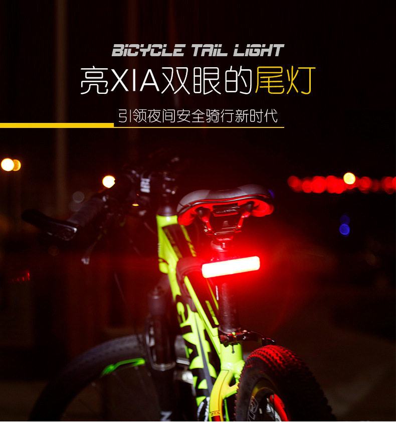 新款安骑友/NQY自行车灯usb充电安全骑行警示七彩尾灯0107