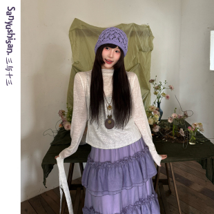 温柔甜美风百搭上衣女波点设计长袖 春季 T恤女 奶油波点 三与十三