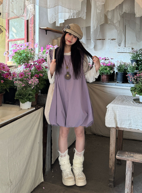 三与十三|雨后小苍兰|春夏森系甜美木耳边连衣裙女无袖背心花苞裙