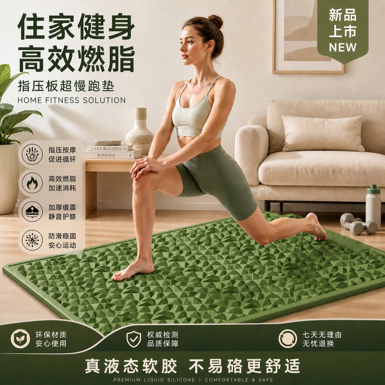德国2026新款指压板超慢跑足底按摩垫居家液态软胶硅减肥趾压板