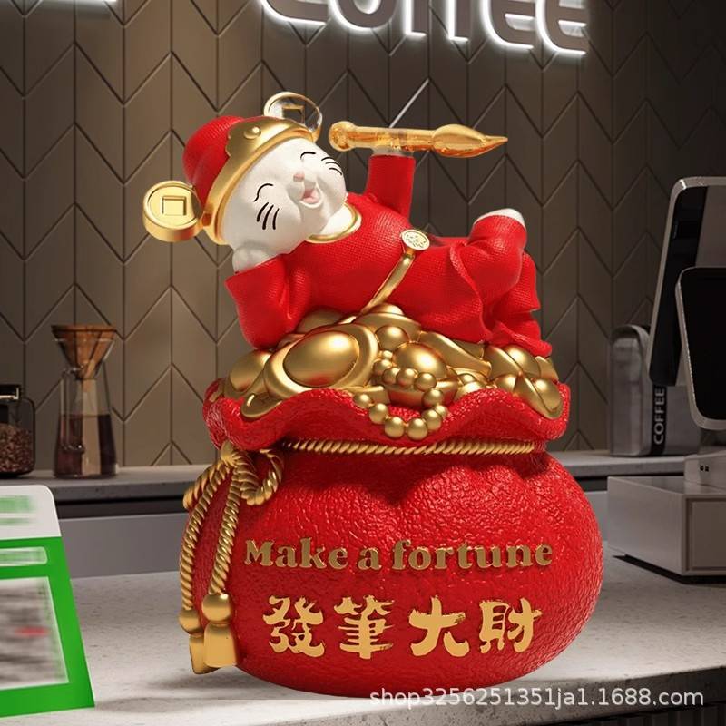 开业送礼财神爷躺赚存钱罐招财公司前台办公室桌面店铺高端商务