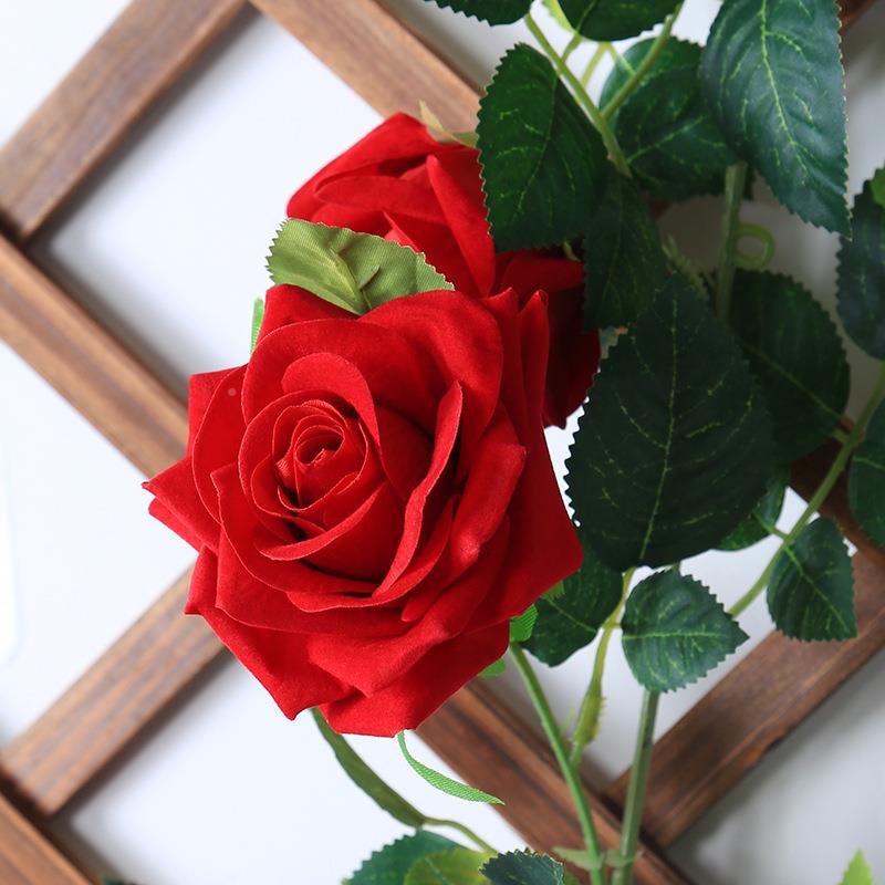 仿真瑰玫瑰花藤铁丝玫花藤条ZJJ婚庆假藤蔓挂假串管道顶花藤条装