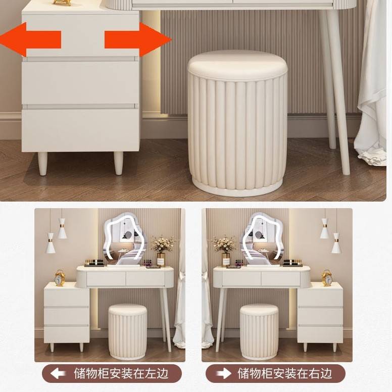 简白梳妆台卧室现代简约轻奢化妆台收纳柜一体小户型化妆桌2025新