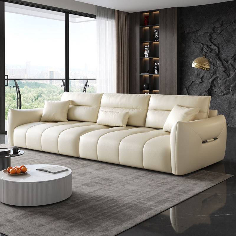 意式单人客厅小户型猫抓皮绒布直排三人位民用公寓出租屋布艺沙发