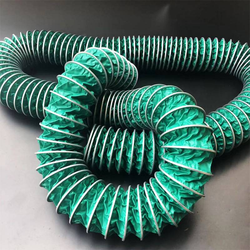 防火布通风软管 三防布伸缩加布钢丝风管绿色阻燃耐高温通风管110