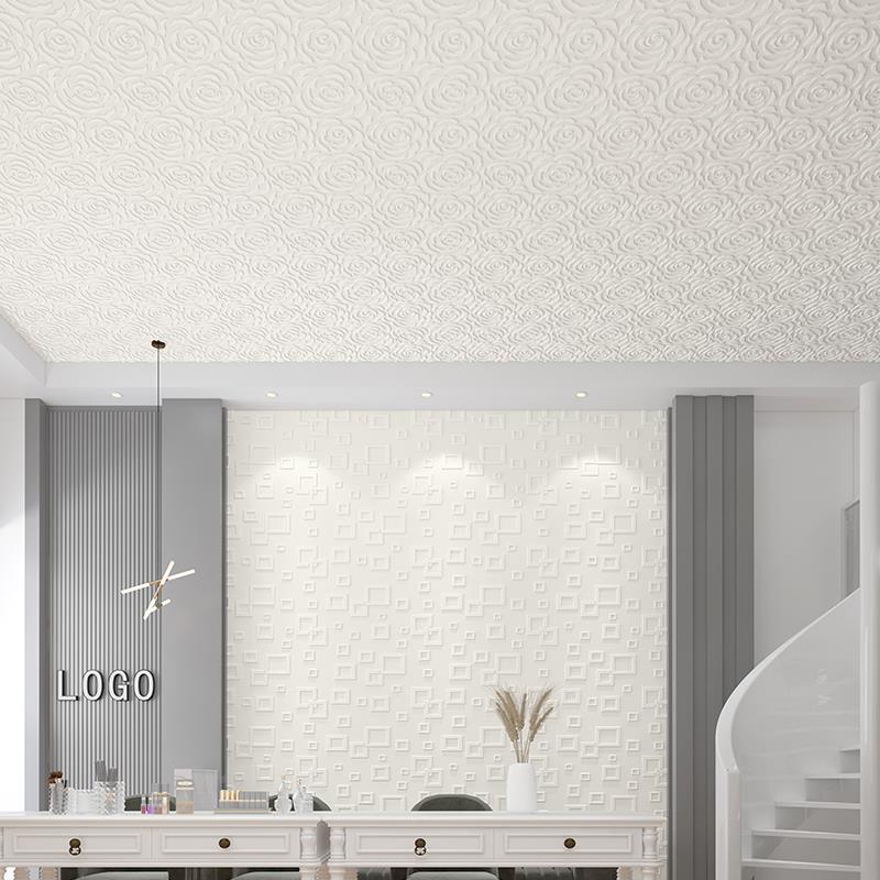 腻子粉白乳纯白色无布粘刷漆纺墙纸贴顶F77S6TS5面吊棚顶顶天花板