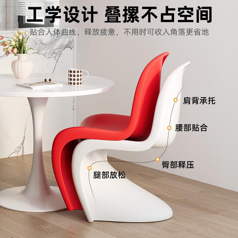 潘通椅餐椅异家用料椅塑子红轻奢形靠背椅网意式极简餐桌椅GZR潘