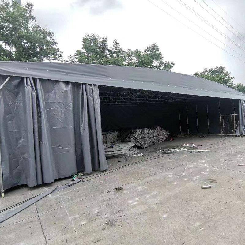 工厂专业安装电动推拉棚伸缩式雨篷楼顶遮阳蓬双轨道简易推拉雨棚
